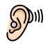 ear with hearing aid, light skin tone